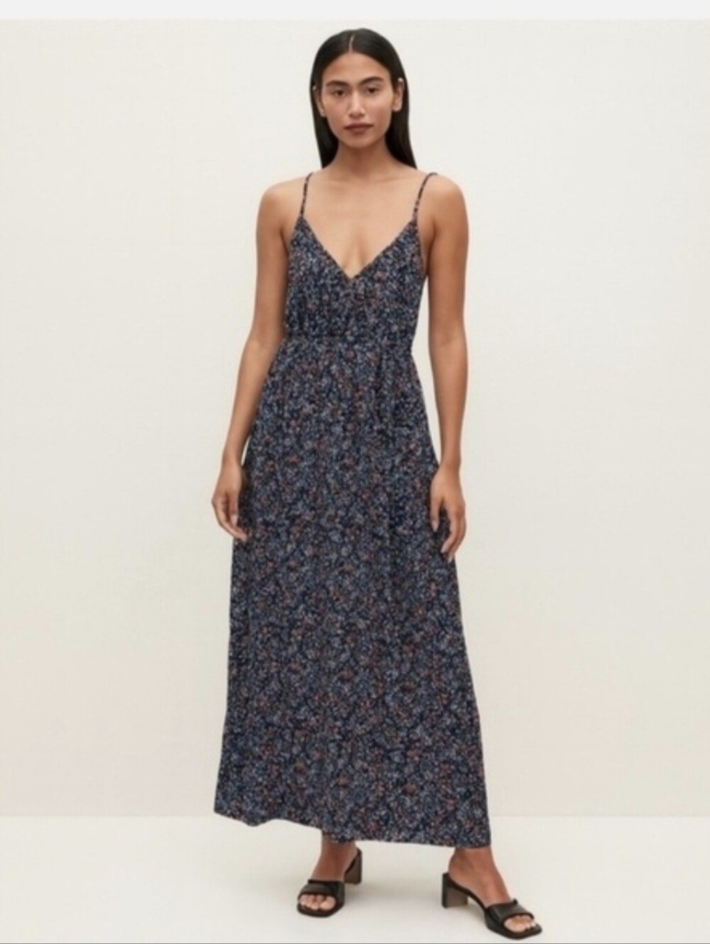 Floral Sleeveless Maxi Dress V Neck Cottagecore Romantic Blue Pink Size Small